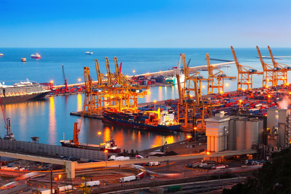 Container ship at sea