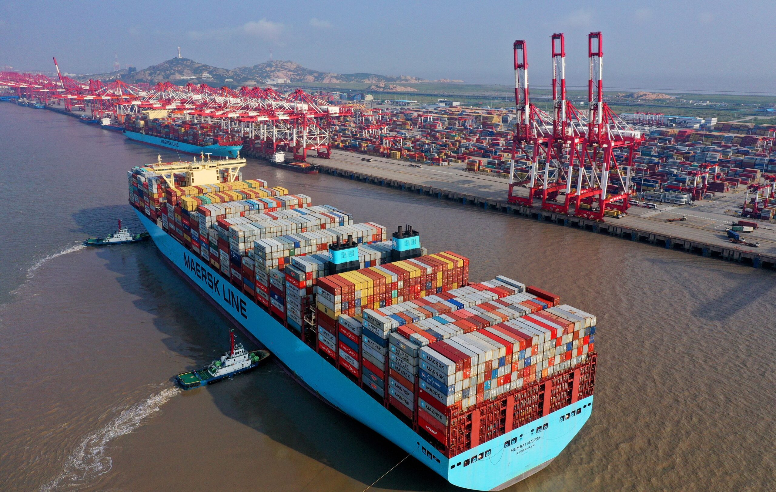 Container ship at sea
